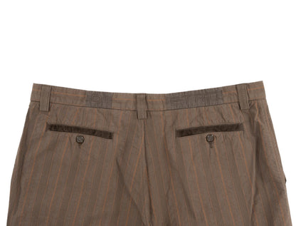 780$ ETRO MILANO Chocolate Brown Seersucker Cotton Pant Straight Leg