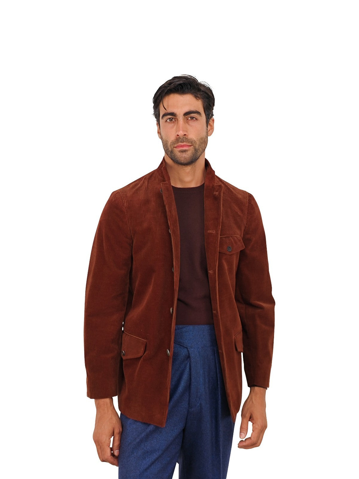$1960 RUBINACCI NAPOLI "Stefano" Brown Guru Sahariana Jacket Corduroy Cotton