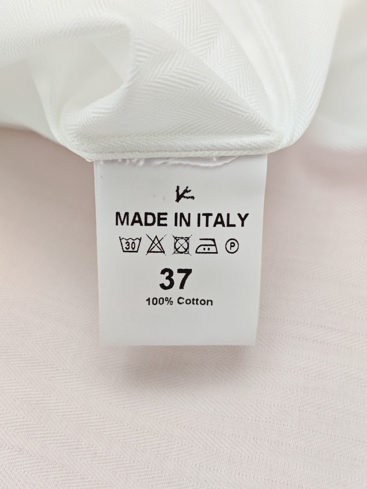 750$ ISAIA "Mix" Dress Shirt Button Down White Herringbone Cotton 14.5 - 37