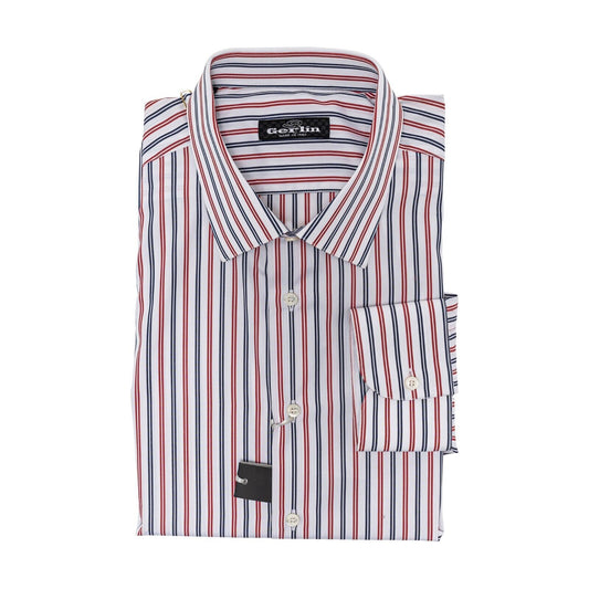 690$ LUXURY GERLIN Shirt Striped White / Red Cotton 16 - 41  5M BIJAN