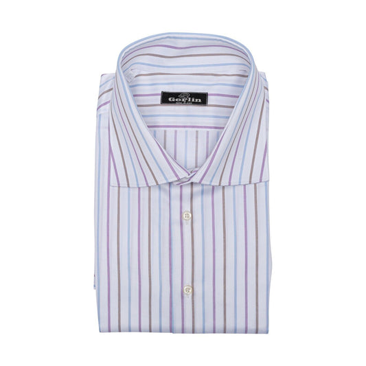 690$ LUXURY GERLIN Shirt Striped White Cotton 17.75 - 46 4B BIJAN