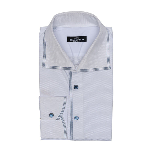 690$ LUXURY GERLIN Shirt White ALUMO Jacquard Cotton 16 - 41  3AU BIJAN