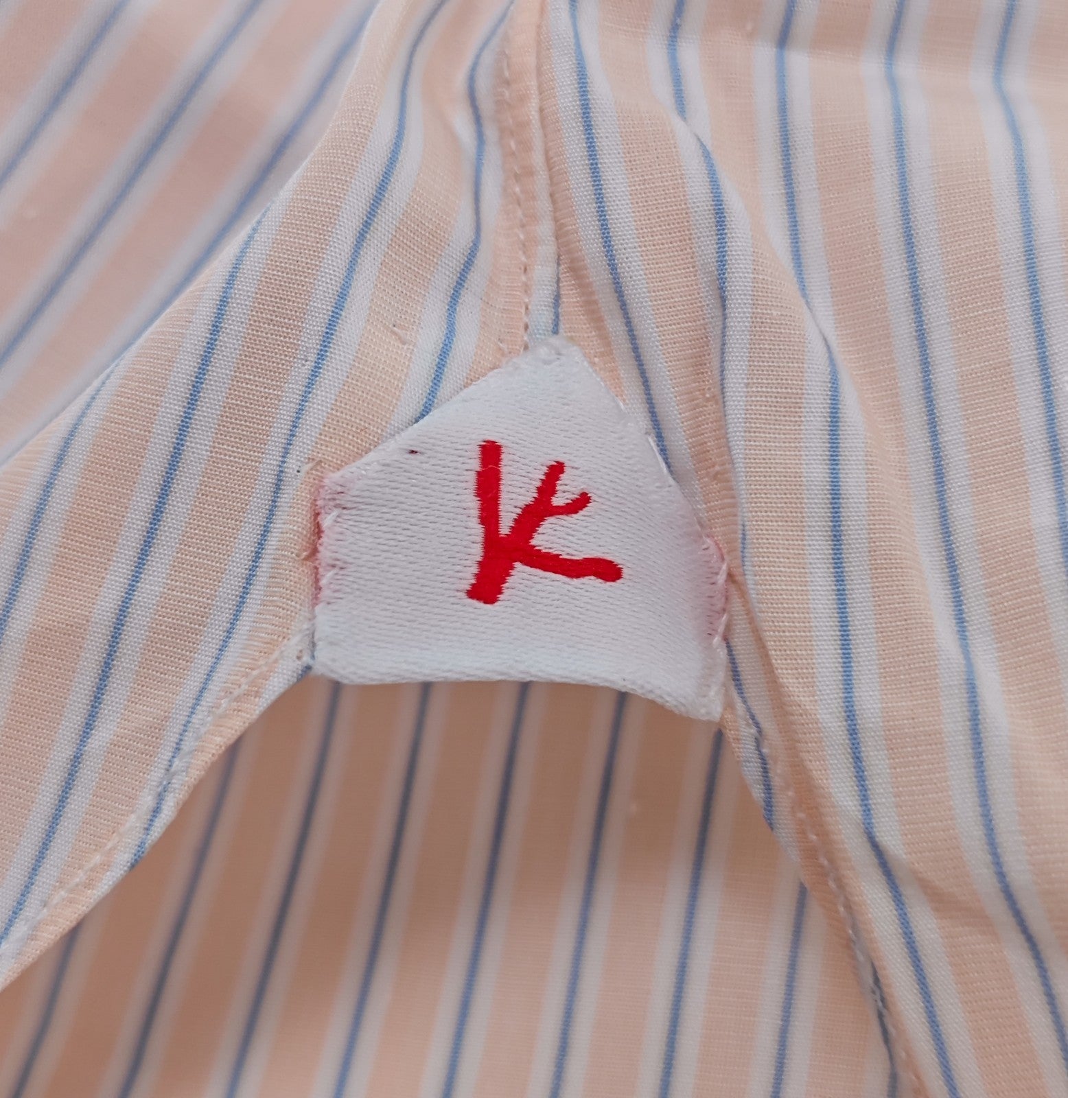 730$ ISAIA NAPOLI "Mix" Dress Shirt Salmon Striped Fine Cotton 15 - 38