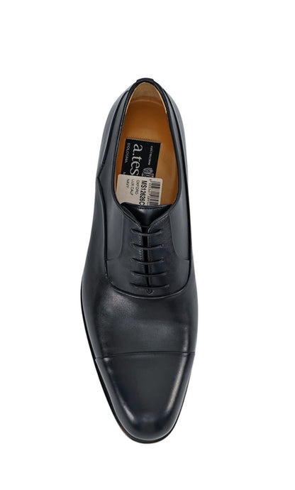 1250$ TESTONI Oxford Shoes Blue Bolognese Goodyear Lux Calf 8 UK / 9 US / 42 IT