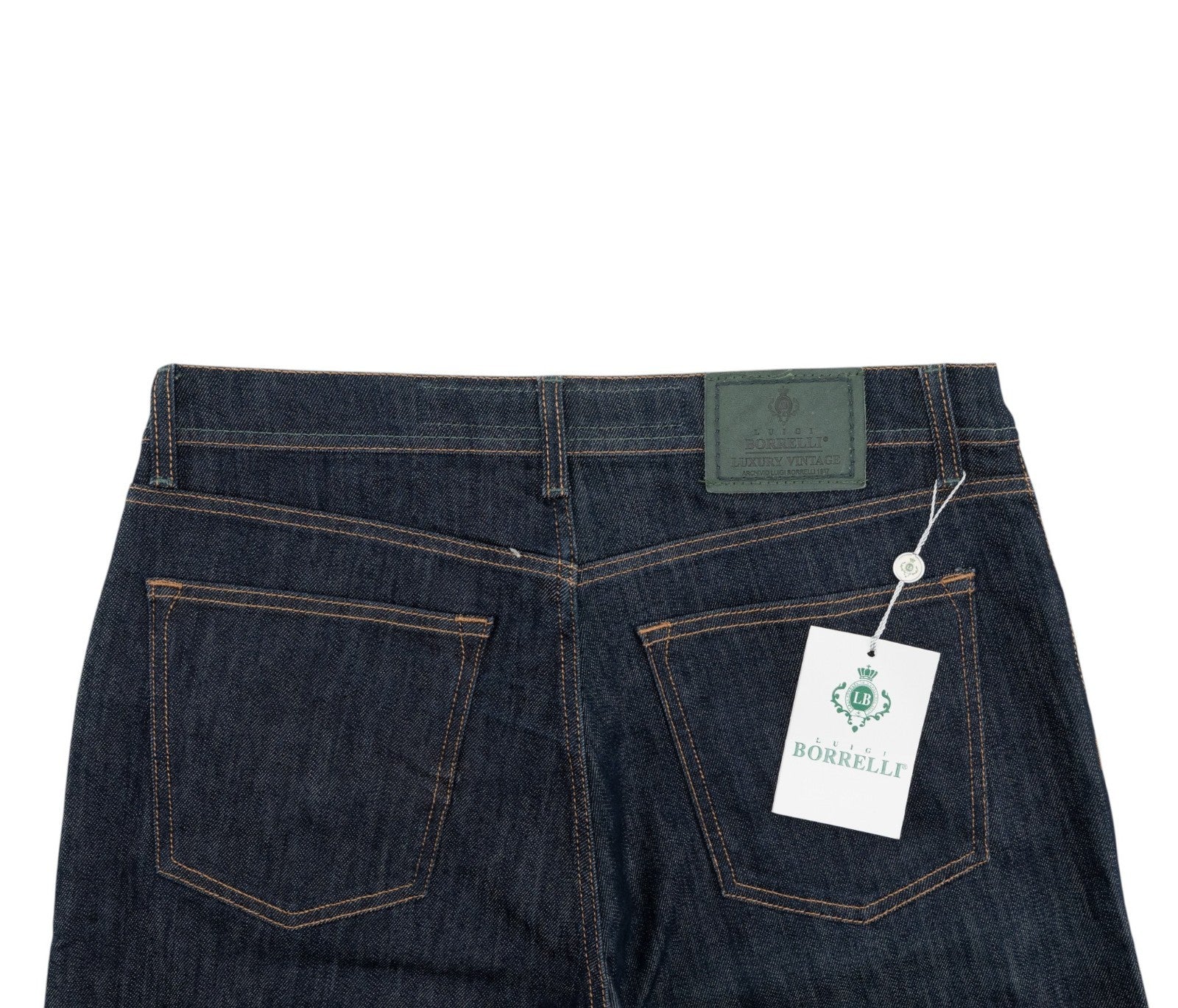 415$ LUIGI BORRELLI NAPOLI Dark Blue Denim Jeans Pant Raw Cotton 37 US / 53 EU