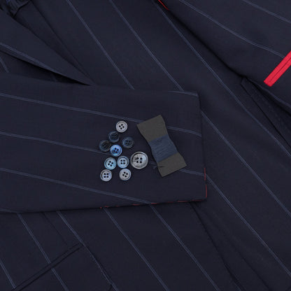 $6700 ISAIA "Gregorio" Dark Blue Suit Fine Wool Striped 42 US / 52 EU 8R