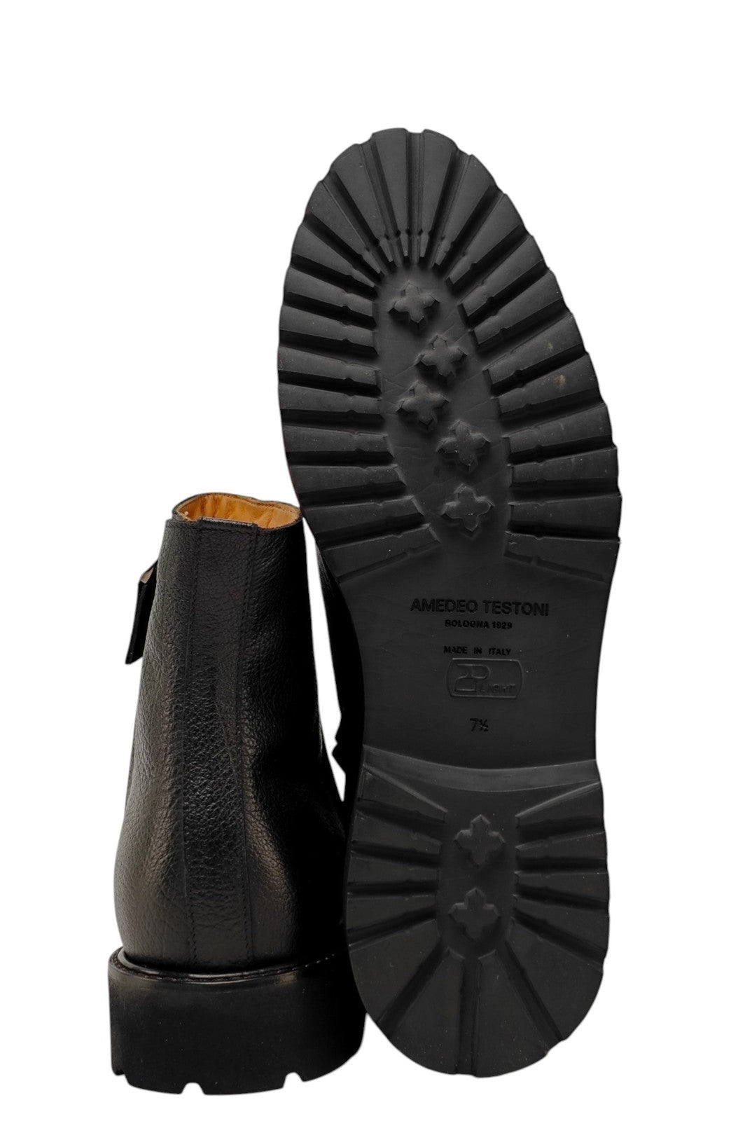 1550$ TESTONI Black Zip Boot Shoes Buffalo Calf / Fur Lining 8 UK / 9 US / 42 IT