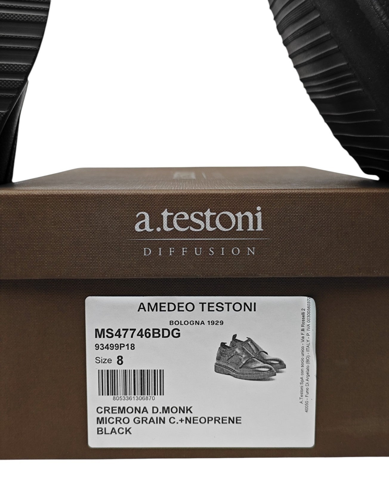 1100$ TESTONI "Cremona" Black Double Monk Shoes Grain Calf 8 UK / 9 US / 42 IT