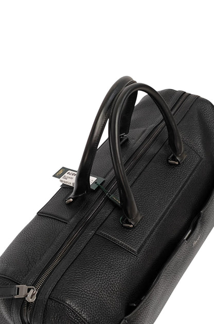 1950$ PINEIDER FIRENZE "Bottolato" Grain Calf Shoulder Travel Duffle Bag Black