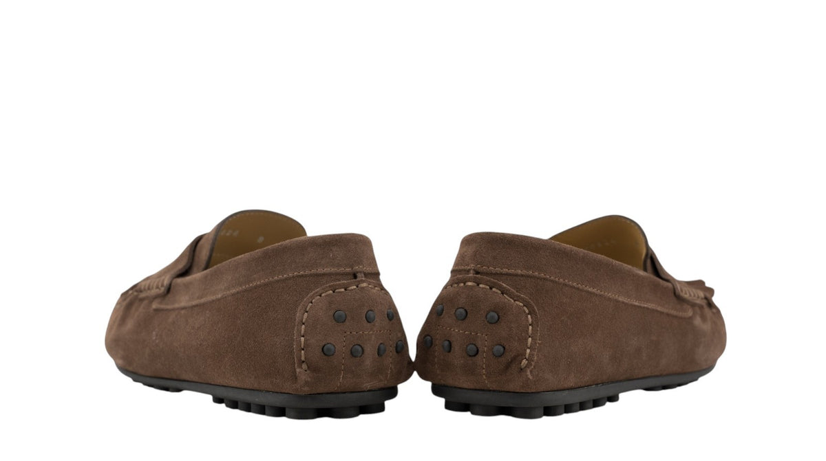 1200$ TESTONI "Piuma" Driver Loafer Shoes Suede Calf Navy 8 UK 9 US / 42 IT