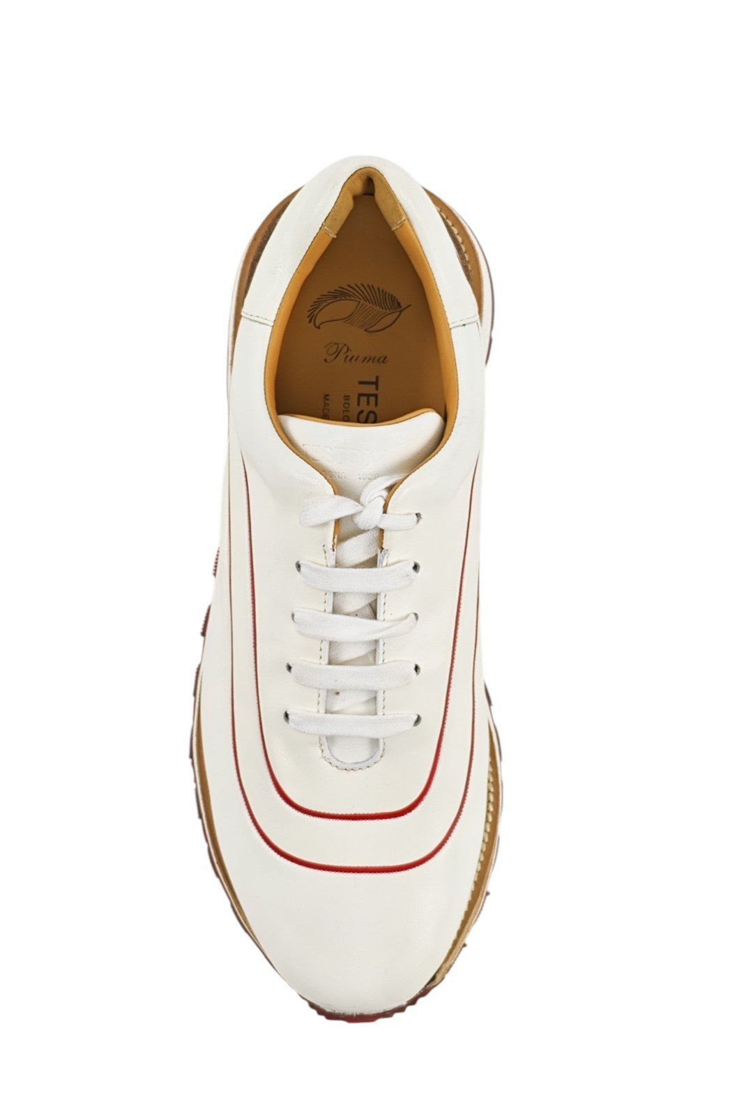 1100$ TESTONI "Moena" Piuma Sneaker Shoes White Calf 8 UK  / 9 US / 42 IT