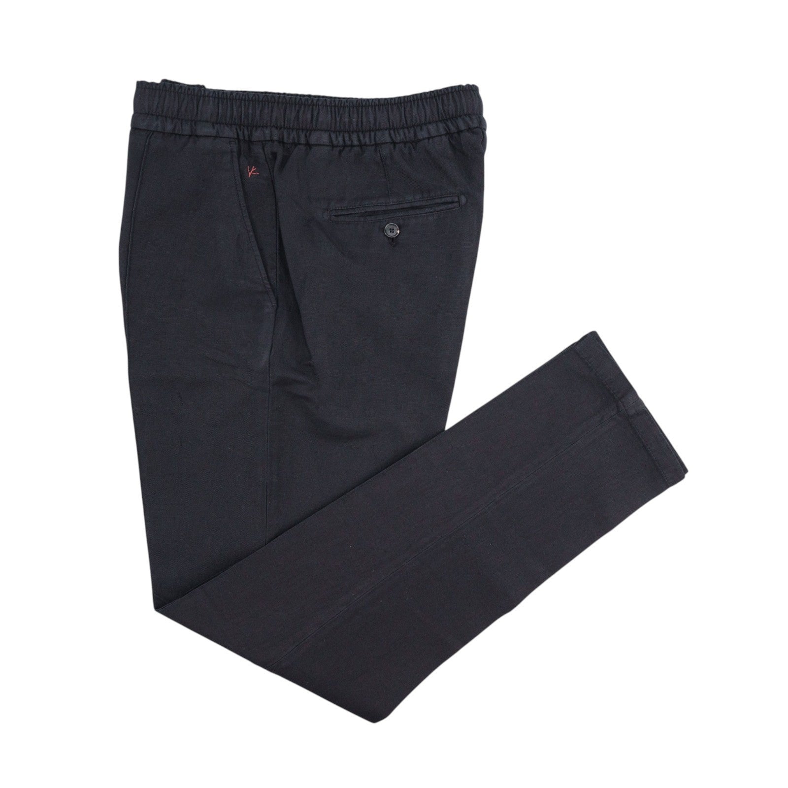 1050$ ISAIA Midnight Blue Drawstring Pant Cotton - Linen Tapered 34 US / 50 IT