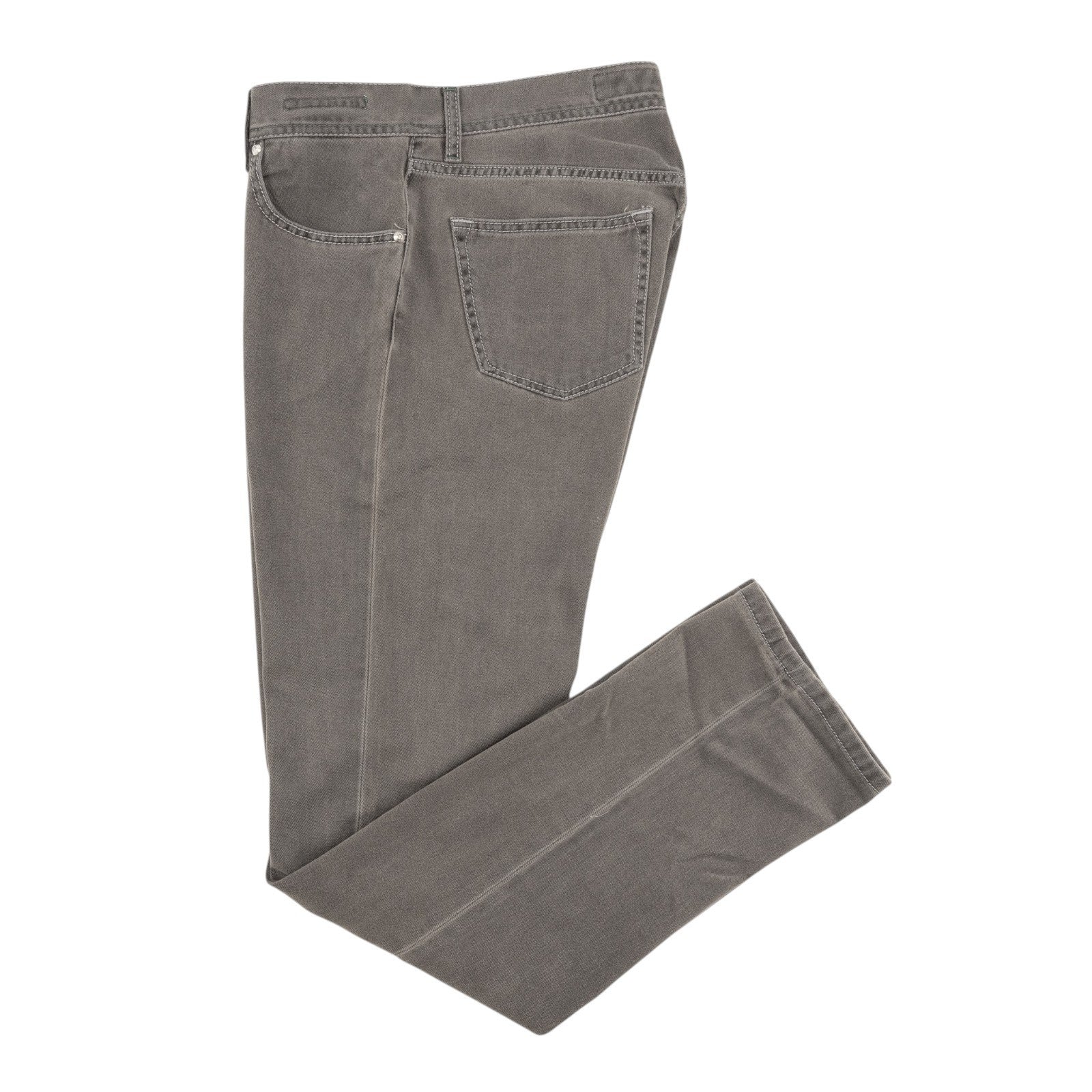 415$ LUIGI BORRELLI NAPOLI Solid Gray Denim Jeans Pant Cotton 34 US / 50 EU