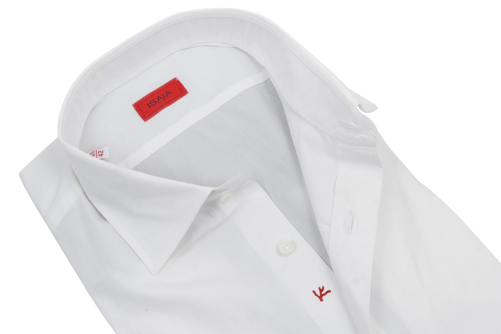690$ ISAIA NAPOLI Solid White Hand-Sewn Sartorial Dress Shirt Popeline Cotton