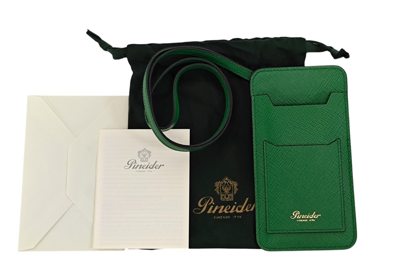 295$ PINEIDER FIRENZE 1774 Necklace Double Pen Holder Saffiano Calf Green
