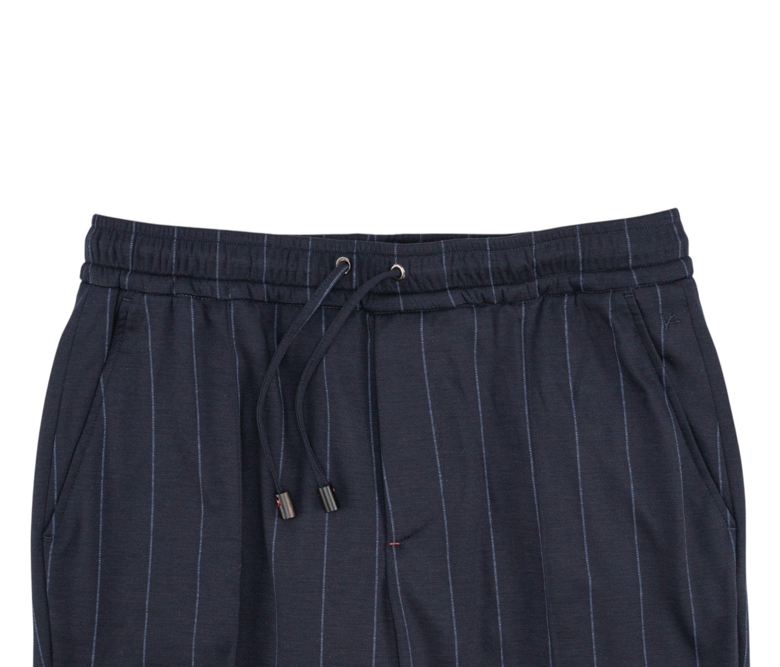 1300$ ISAIA NAPOLI Blue Navy Striped Drawstring Pant Wool Jersey 34 US / 50 EU