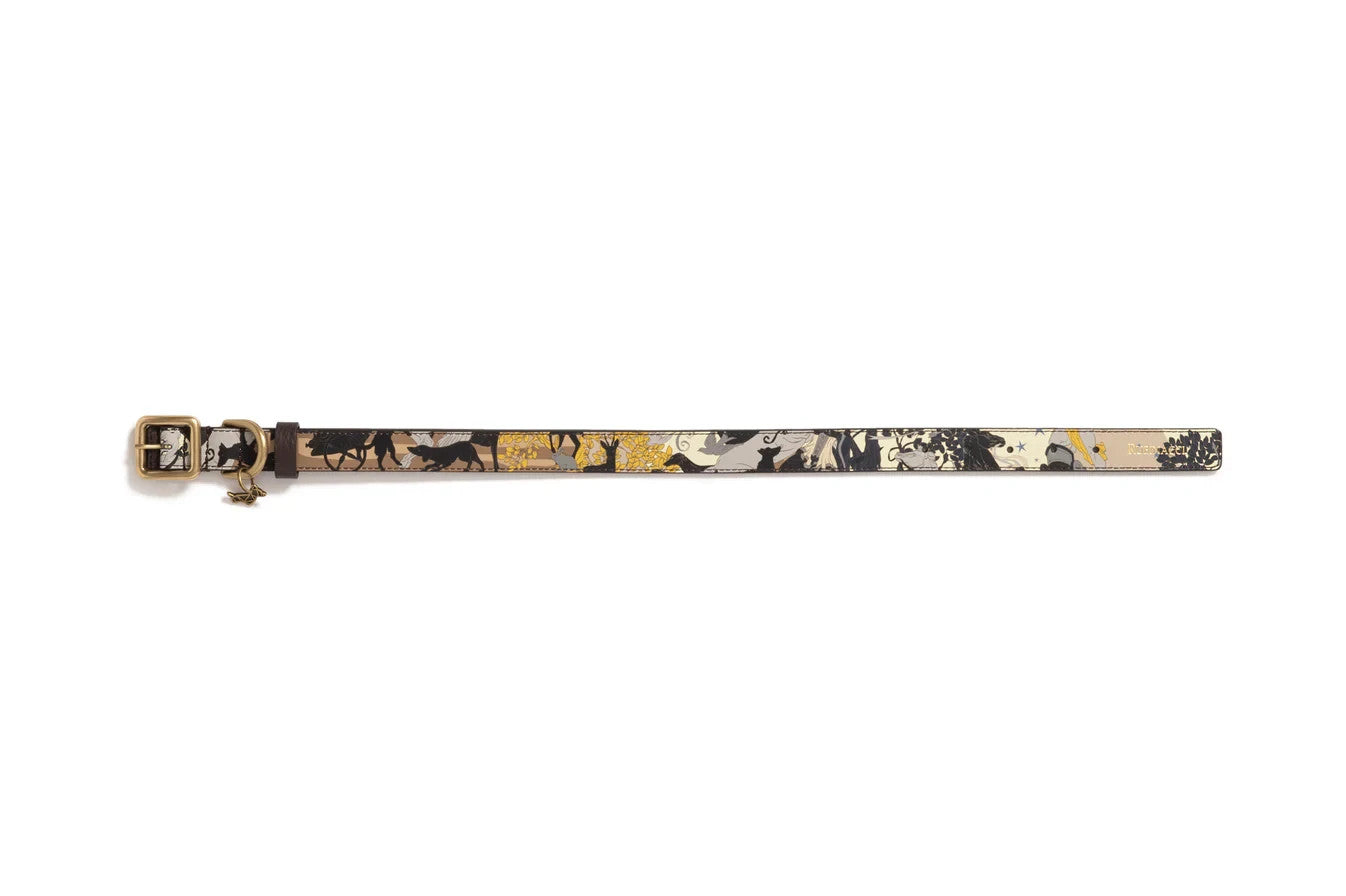 500$ POLDO X RUBINACCI NAPOLI Collar + Leash Leather Beige "La Greca"