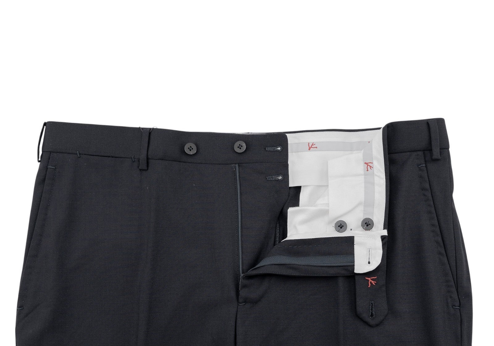 1550$ ISAIA Hand-Sewn Tapered Dress Pant Fine Wool Blue Midnight 40 US / 56 EU