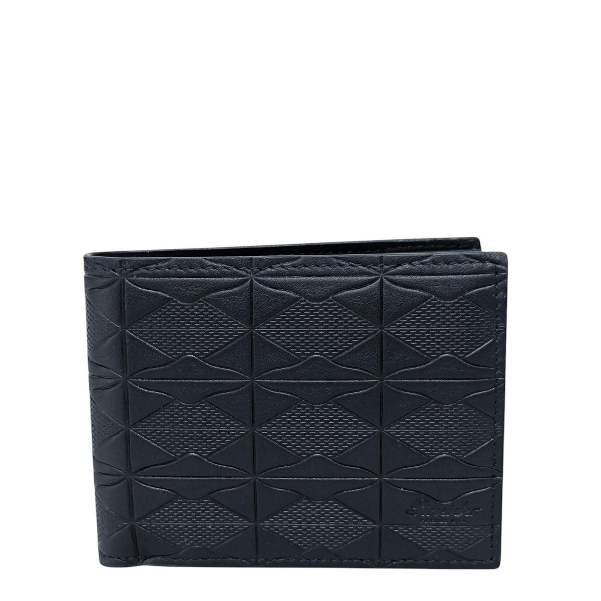 350$ PINEIDER FIRENZE 1774 Embossed Leather Bifold Wallet Blue Navy