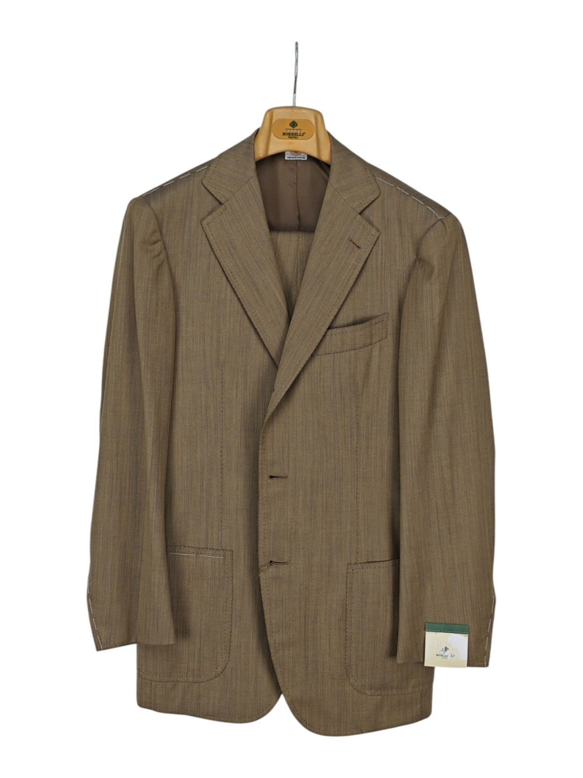$3800 LUIGI BORRELLI NAPOLI Solaro Brown Full Hand-Sewn Suit Wool 38 US / 48 EU