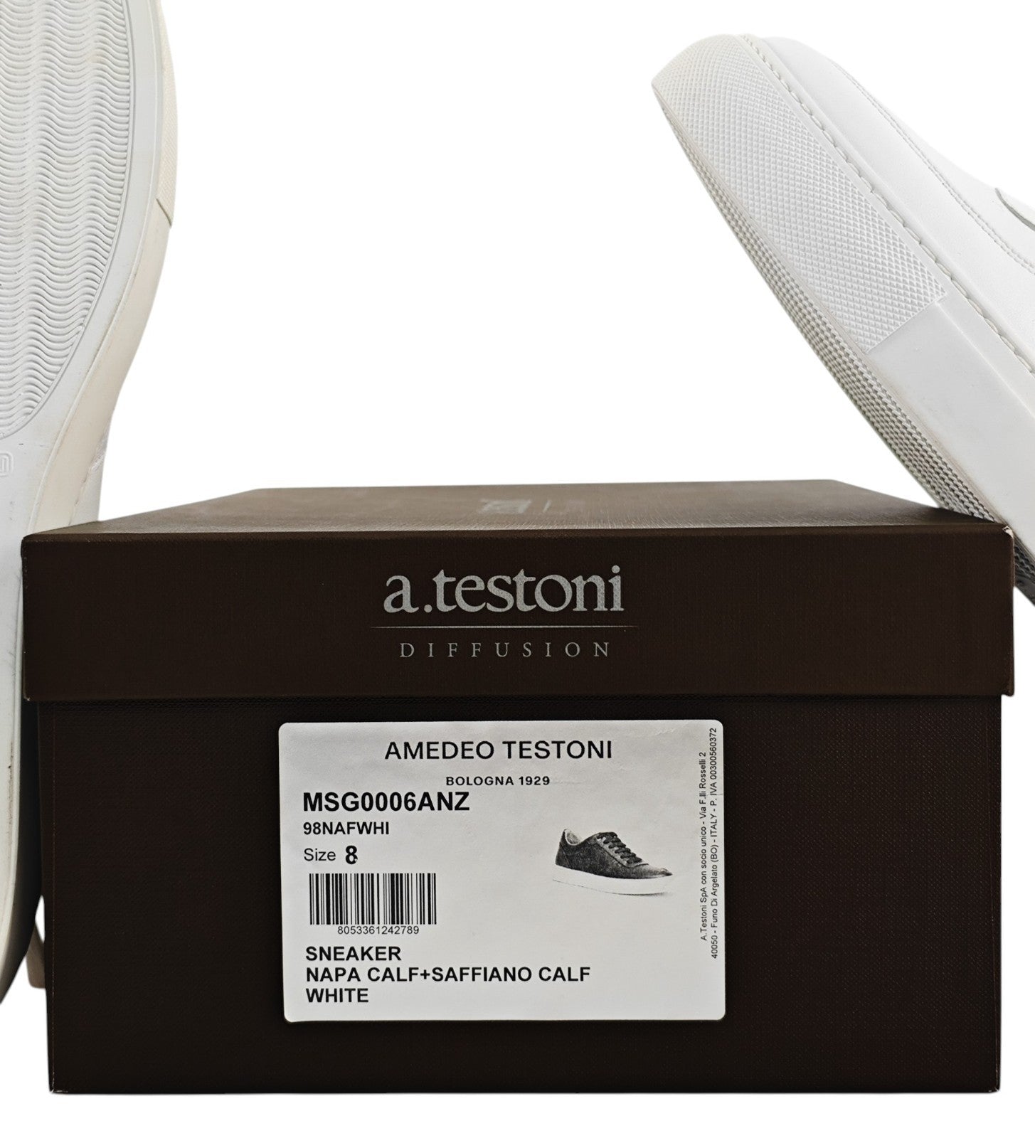 850$ TESTONI White Sneaker Shoes Calf + Saffiano 8 UK  / 9 US / 42 IT