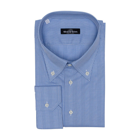 690$ LUXURY GERLIN Shirt Blue Point Collar Cotton 17.75 - 45 2H BIJAN