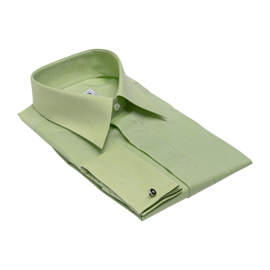 690$ ITALIAN LUXURY GERLIN Shirt French Cuffs Green Fine Cotton  1B ZILLI