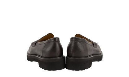 $1200 TESTONI "Courmayeur" Loafer Shoes Micro Grain Calf Brown Cigar