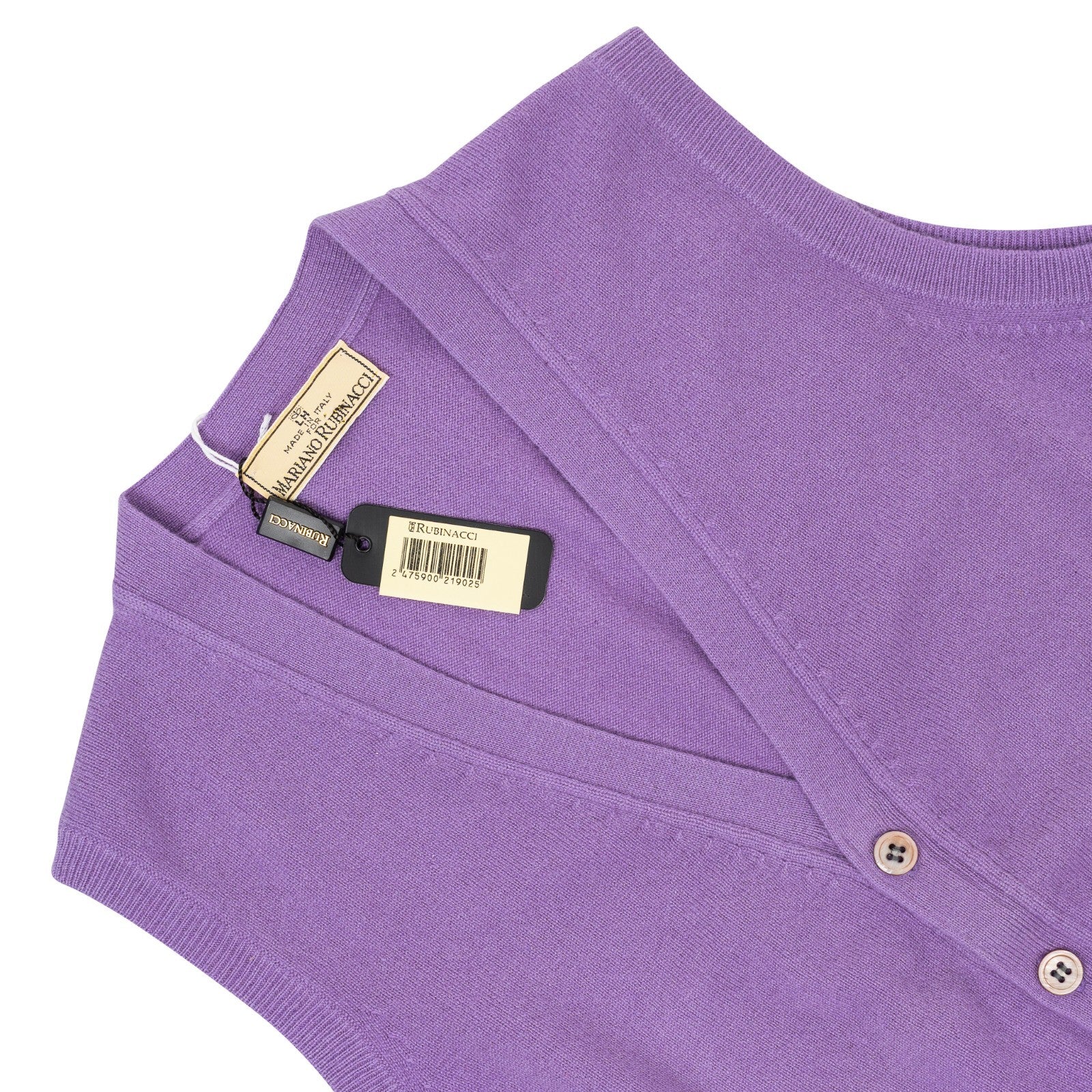 650$ RUBINACCI NAPOLI Lilac Cardigan Vest Gilet 100% Cashmere Size M
