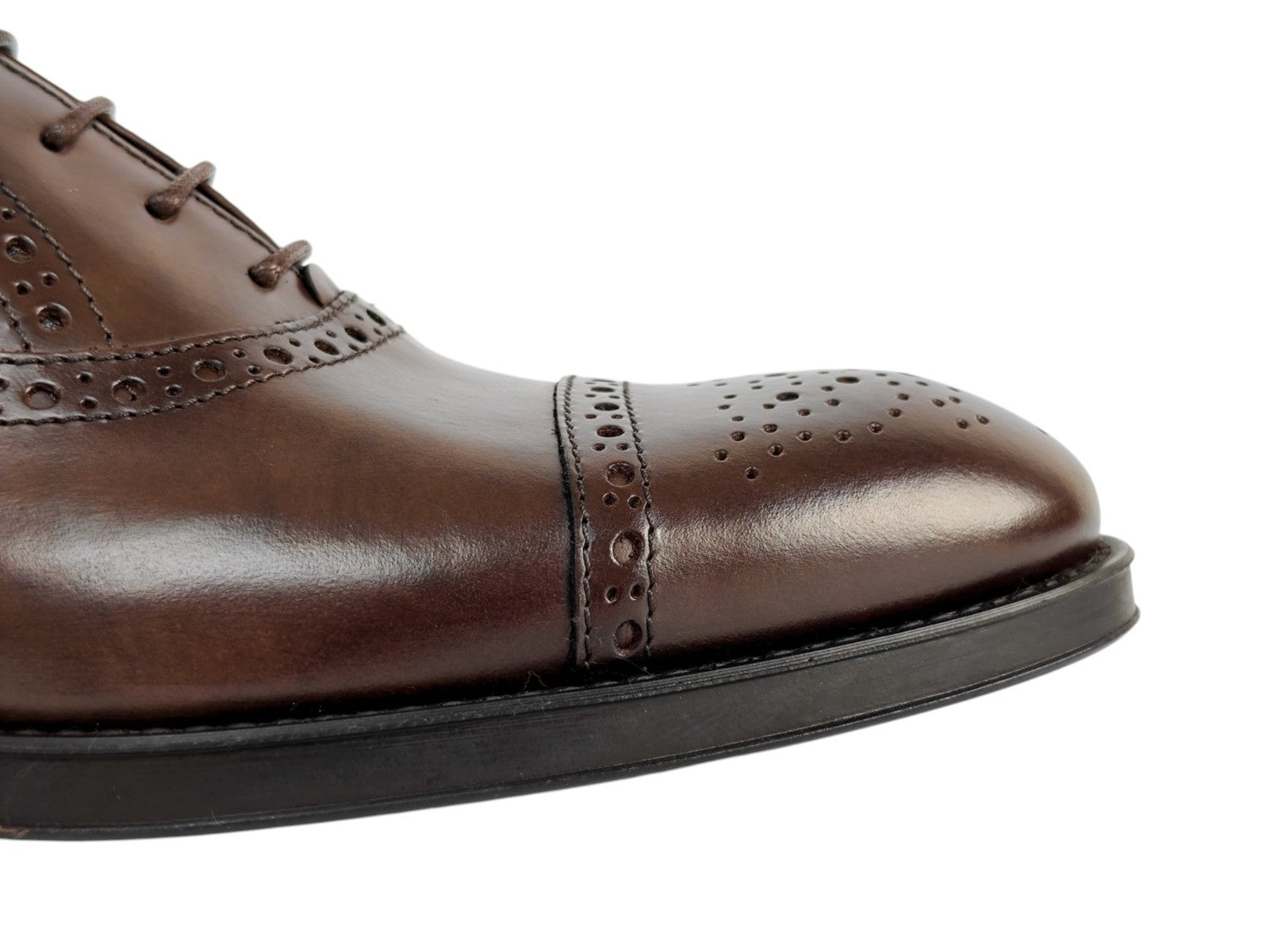 950$ TESTONI 1929 Oxford Shoes Brogue Burnished Calf Brown 7 UK / 8 US / 41 IT