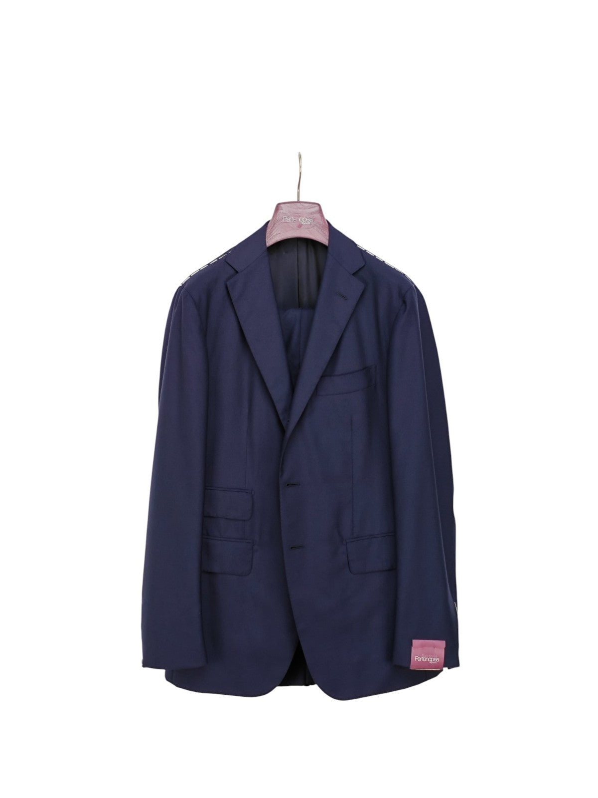 $3500 SARTORIA PARTENOPEA NAPOLI Handmade Blue Solid Suit 100% Cashmere