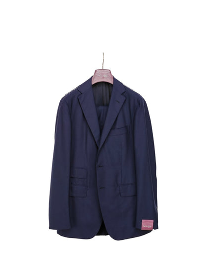 $3500 SARTORIA PARTENOPEA NAPOLI Handmade Blue Solid Suit 100% Cashmere