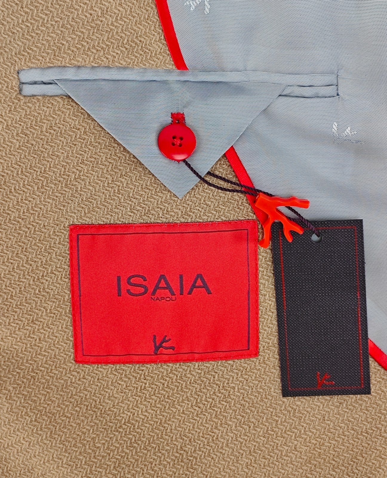 $5800 ISAIA "Domenico" Beige Double Breasted Jacket Sport Coat 100% Cashmere