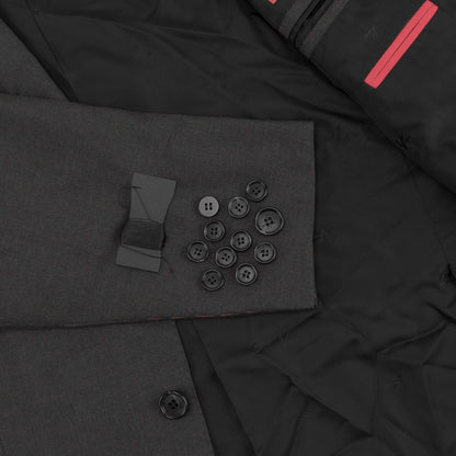 $7120 ISAIA "Gregorio" Dark Gray Suit Hand-Sewn Wool Aquaspider Water Repellent