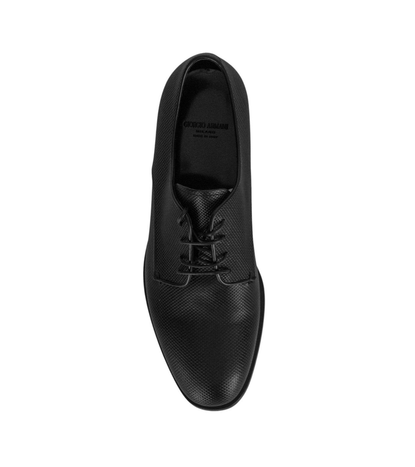 1120$ GIORGIO ARMANI Derby Shoes Black Textured Leather 5 UK  6 US  39 IT