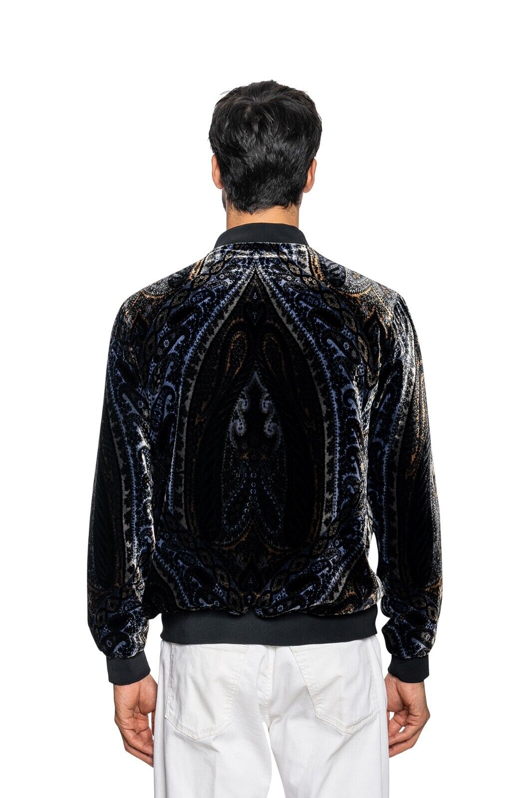 2000$ ITALO FERRETTI Bomber Jacket Silk "VELVET DAMASK" Paisley  40 US / 50 EU