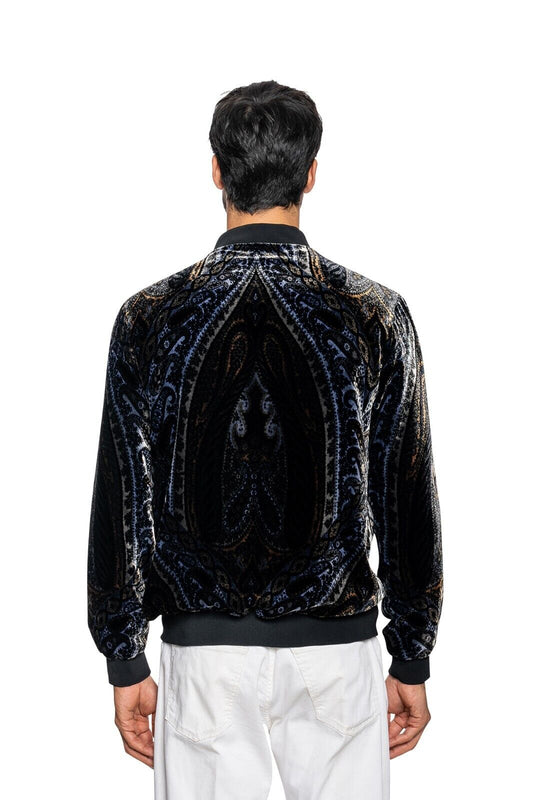 2000$ ITALO FERRETTI Bomber Jacket Silk "VELVET DAMASK" Paisley  40 US / 50 EU