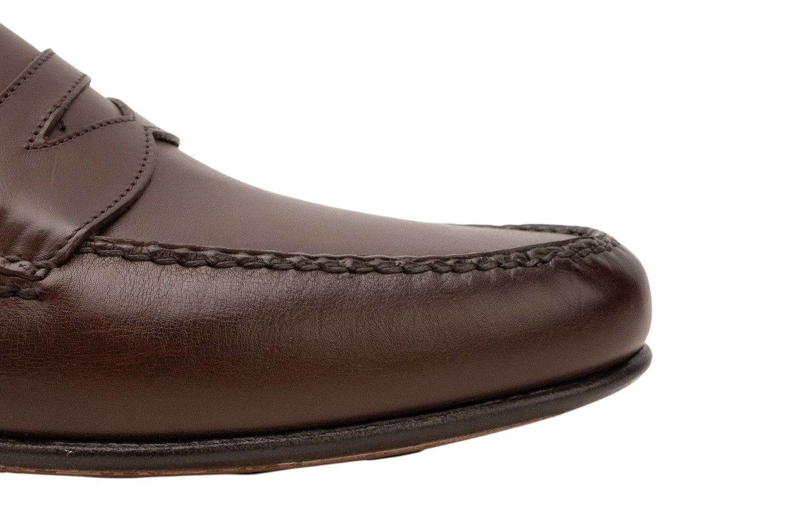 1655$ Luxury EDWARD GREEN Leather Penny Loafer Shoes Handmade Dark Brown