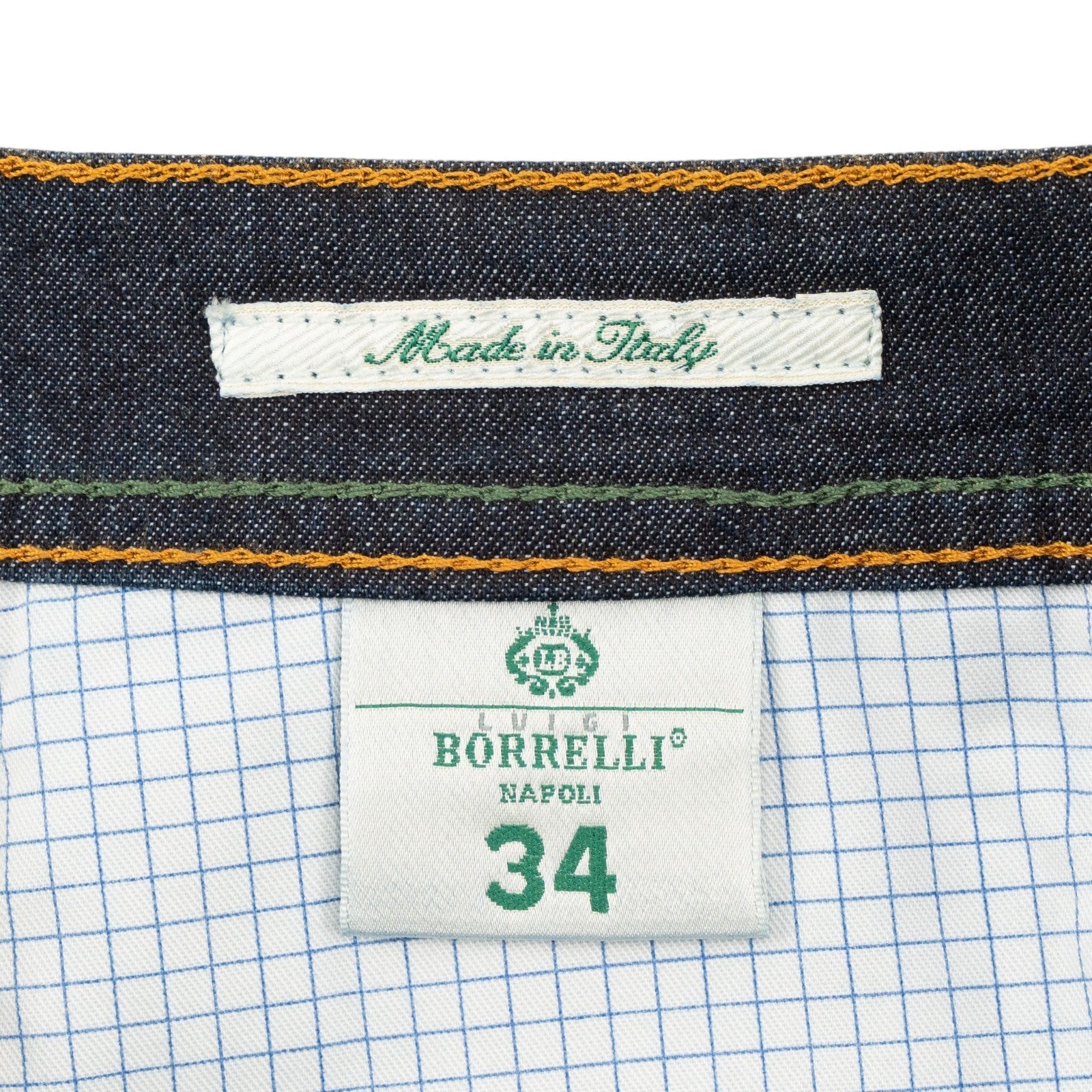 415$ LUIGI BORRELLI NAPOLI Raw Blue Denim Jeans Pant Cotton 34 US / 50 EU