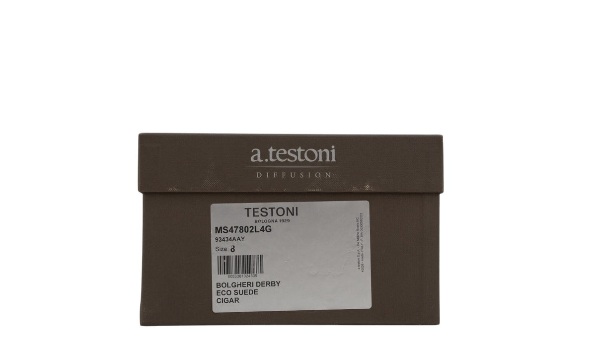 1150$ TESTONI "Bolgheri" Derby Shoes Eco Suede Cigar 8 UK / 9 US / 42 IT