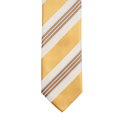 $290 ITALO FERRETTI Tie Regimental Yellow 100% Silk Handmade in Italy BIJAN