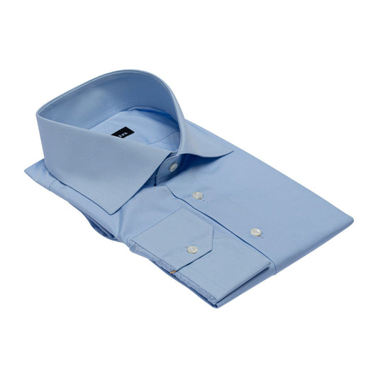 690$ LUXURY GERLIN Shirt Solid Blue T.Mason Cotton 17 - 43 2E ZILLI
