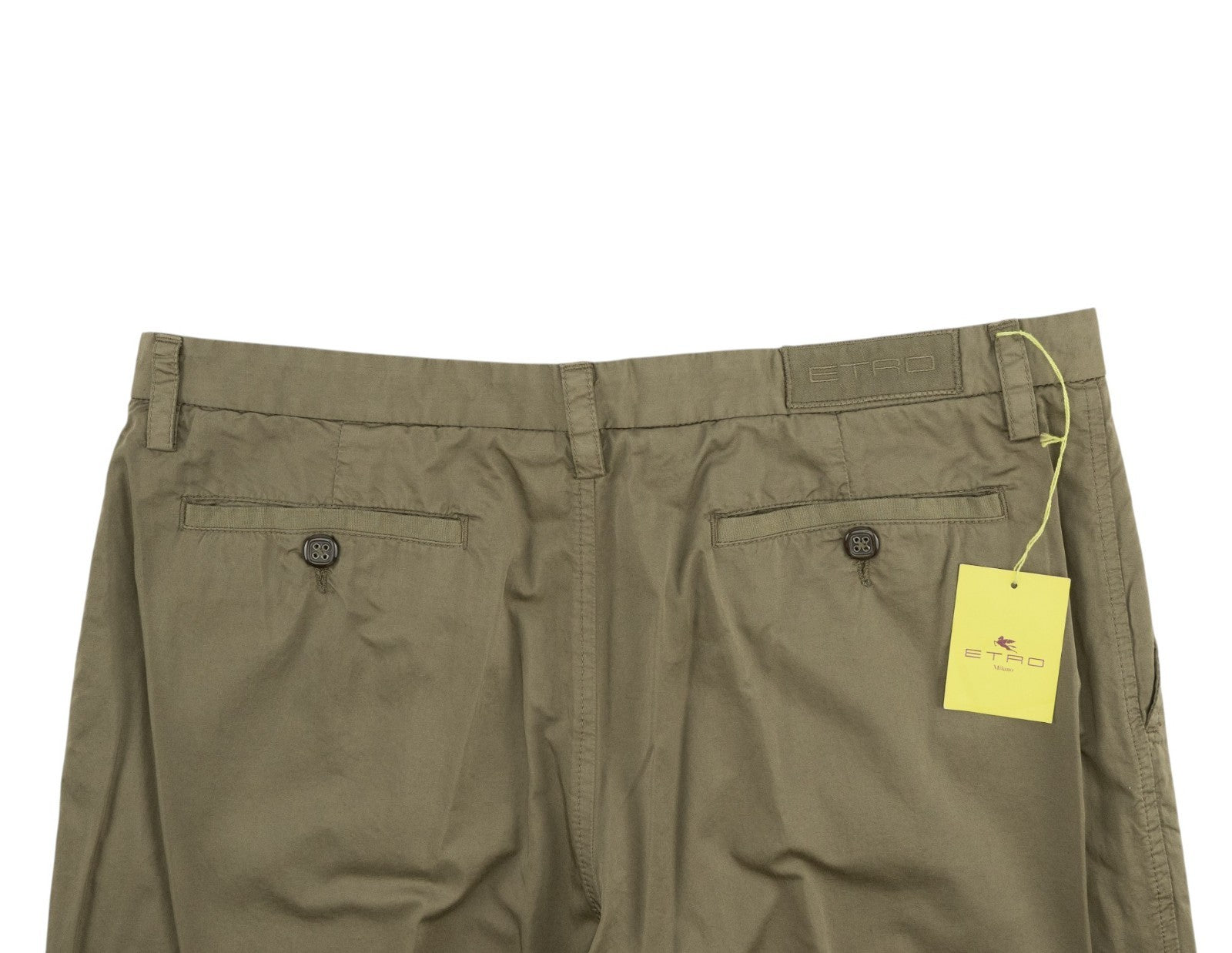 780$ ETRO MILANO Olive Green Fine Cotton Pant Straight Leg 38 US / 54 EU