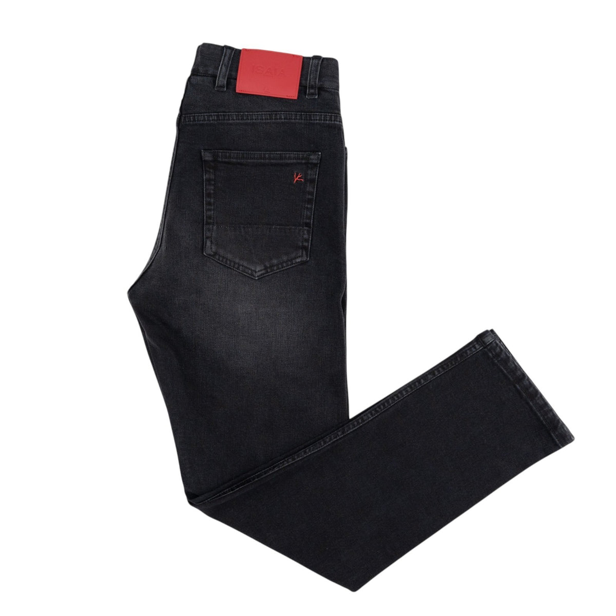 795$ ISAIA Black Washed Denim Jeans 5 Pocket Pant Cotton Slim Fit 36 US / 52 EU