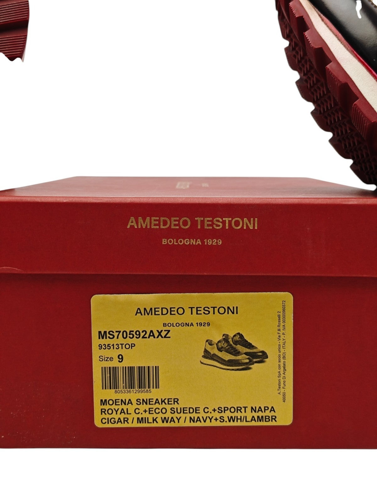 1200$ TESTONI "Piuma" Sport Sneaker Suede + Calf  9 UK / 10  US / 43 IT