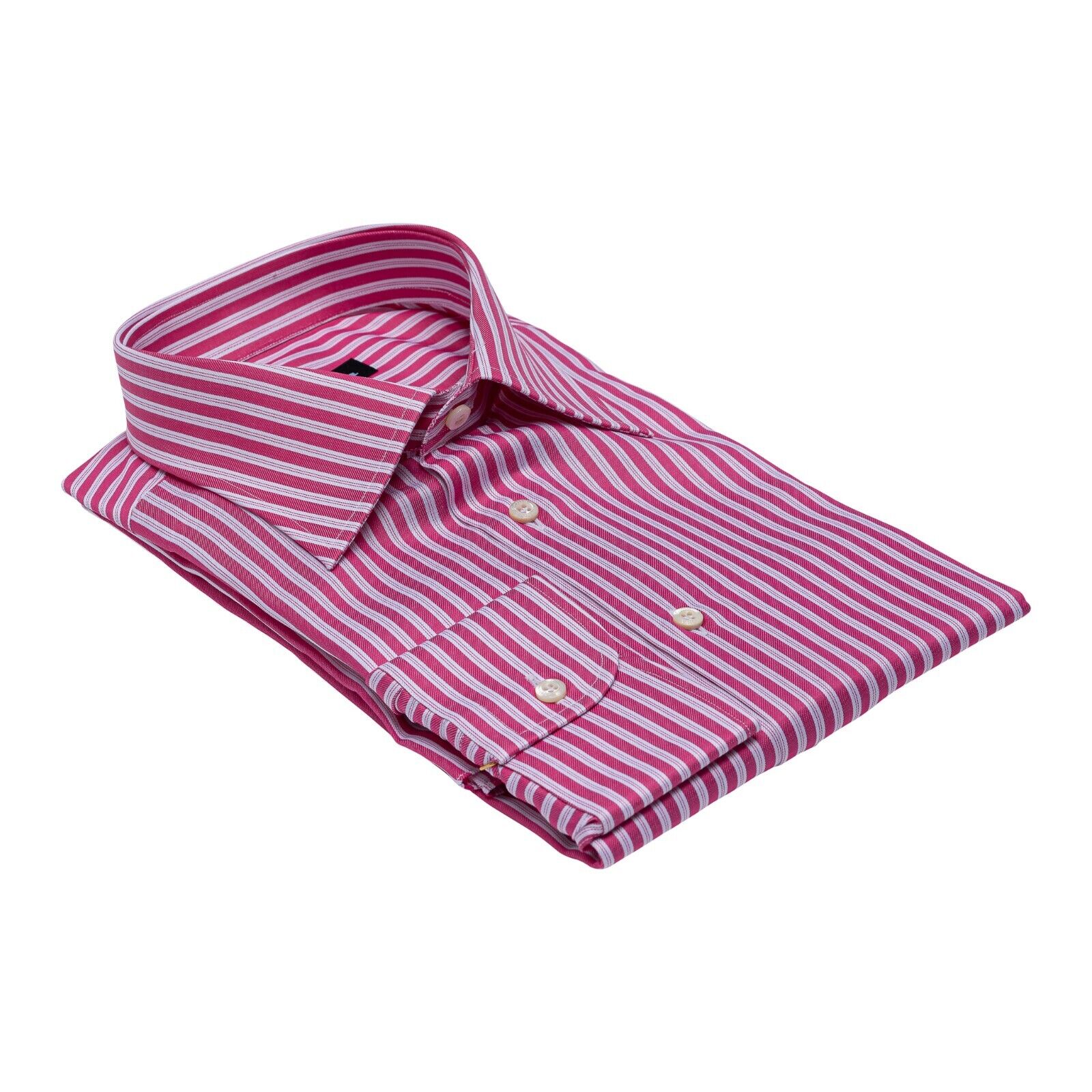 690$ LUXURY GERLIN Shirt Pink - White Striped Cotton 3AB ZILLI