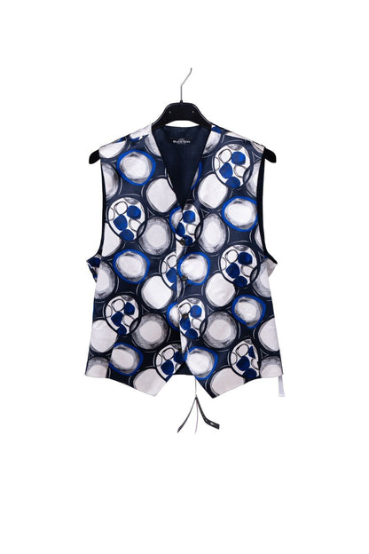 1200$ LUXURY GERLIN Gilet Jacket Vest Blue 100% Silk Size 16 - 41  ZILLI