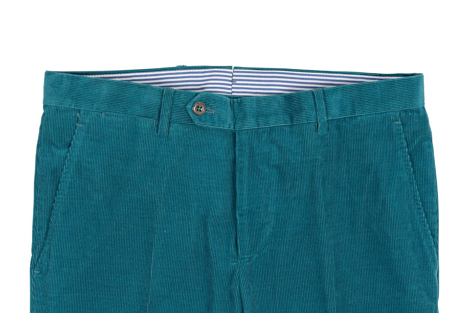 625$ RUBINACCI NAPOLI "Luca" Petroleum Green Cotton Corduroy Pant Made in Napoli