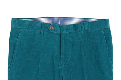 625$ RUBINACCI NAPOLI "Luca" Petroleum Green Cotton Corduroy Pant Made in Napoli