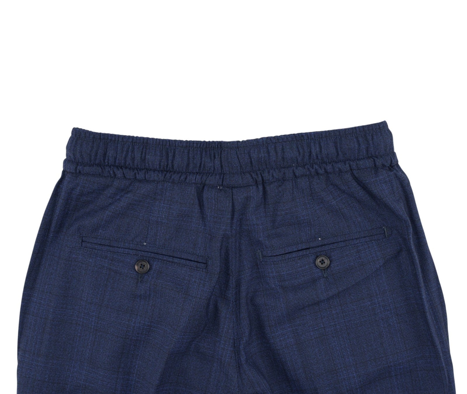 1300$ ISAIA NAPOLI Blue Glen Plain Drawstring Pant Fine Wool 28 US / 44 EU